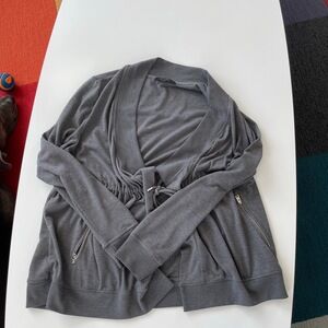 All Saints Cardigan Womens 8 Gray Tie Front Super Soft Gina Drape Jacket